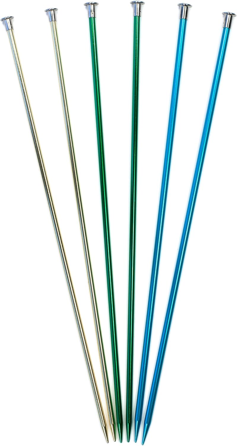 Boye 32936604000M Anodized Aluminum Straight Knitting Needle Set, US Sizes 8, 9, 10, 3 Sets - Image 1